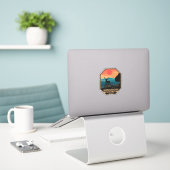 Nationaal Park Shenandoah Deer Minimal Retro Emble Sticker (Laptop op bureau)