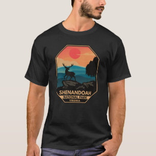 Nationaal Park Shenandoah Deer Minimal Retro Emble T-shirt