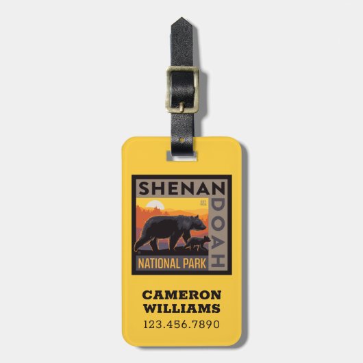 Nationaal park Shenandoah | Mama Beer & welpen Bagagelabel (Voorkant verticaal)