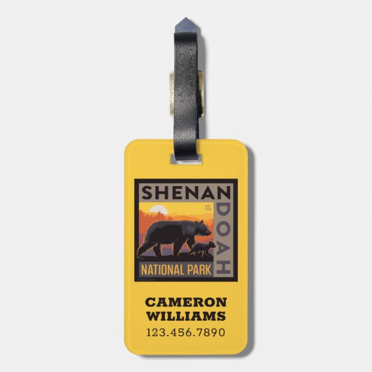 Nationaal park Shenandoah | Mama Beer & welpen Bagagelabel (Achterkant verticaal)