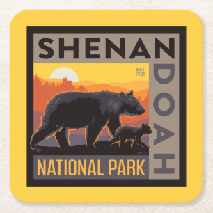Nationaal park Shenandoah   Mama Beer & welpen Kartonnen Onderzetters