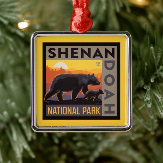 Nationaal park Shenandoah | Mama Beer & welpen Metalen Ornament (Boom)
