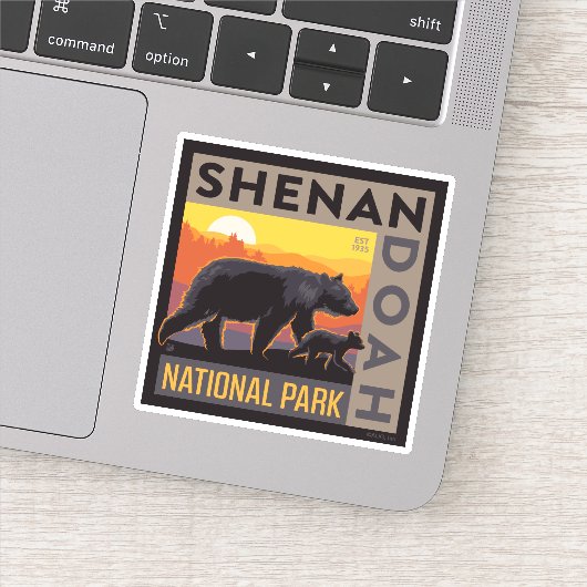 Nationaal park Shenandoah | Mama Beer & welpen Sticker (Detail)