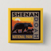 Nationaal park Shenandoah | Mama Beer & welpen Vierkante Button 5,1 Cm (Voorkant)