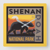 Nationaal park Shenandoah | Mama Beer & welpen Vierkante Klok (Voorkant)