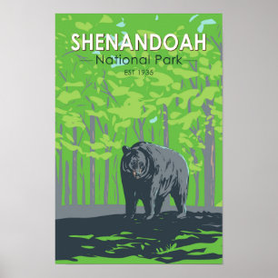 Nationaal park Shenandoah zwarte beer vintage Poster