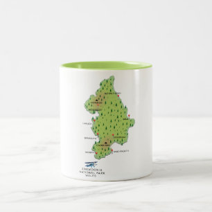 Nationaal park Snowdonia, Wales kaart Tweekleurige Koffiemok