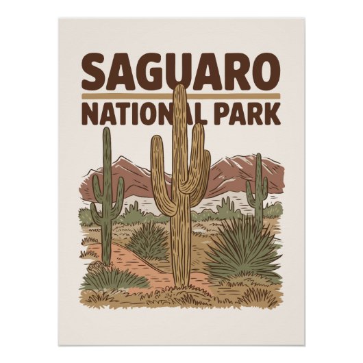 Nationaal park Sonoran Desert Saguaro Perfect Poster (Voorkant)