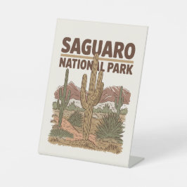 Nationaal park Sonoran Desert Saguaro Reclamebord Met Voetstuk