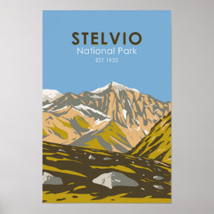 Nationaal park Stelvio Italië Centrale Alpen Vinta Poster