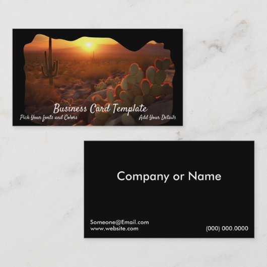 Nationaal park Sunset Saguaro in het zuidwesten Visitekaartje (Voorkant / Achterkant)