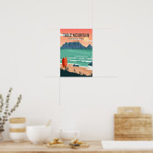 Nationaal park Table Mountain Zuid-Afrika Retro Poster (Keuken)