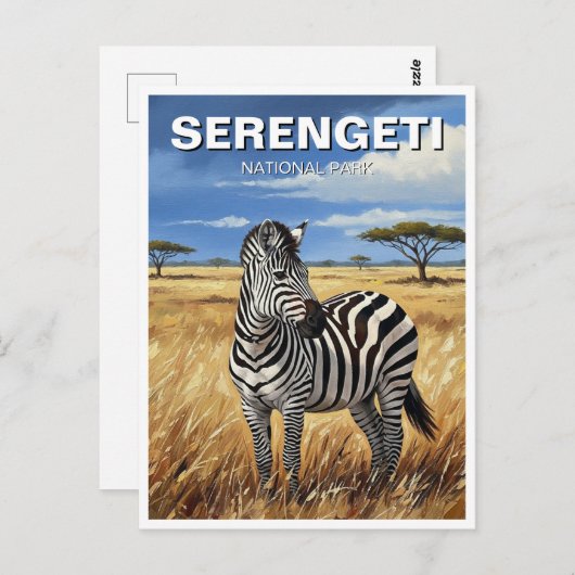 Nationaal park Tanzania Serengeti Zebra Briefkaart (Voorkant / Achterkant)