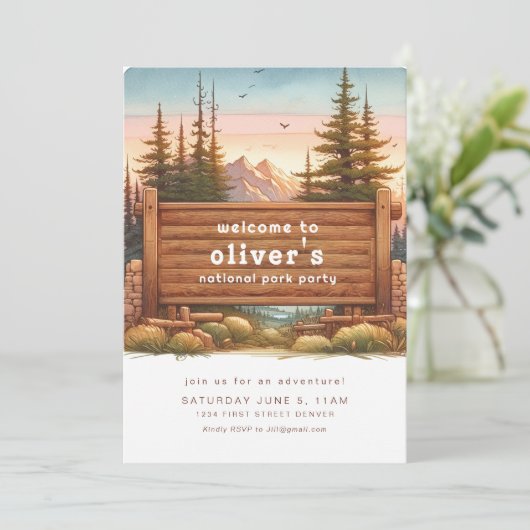 Nationaal Park Thema Party Uitnodiging (Staand voorkant)