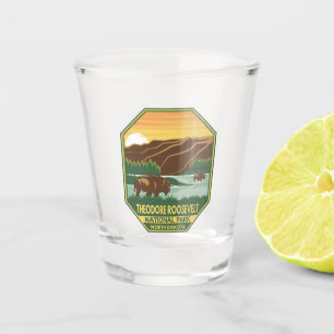 Nationaal park Theodore Roosevelt Bison Retro Shot Glas