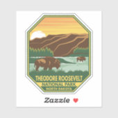 Nationaal park Theodore Roosevelt Bison Retro Sticker (Vel)