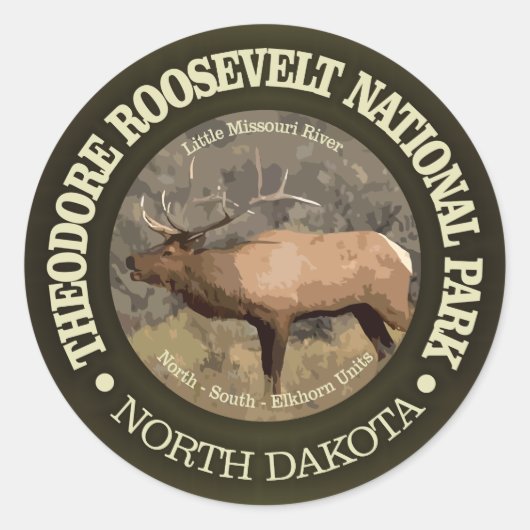 Nationaal park Theodore Roosevelt (elk) Ronde Sticker (Voorkant)