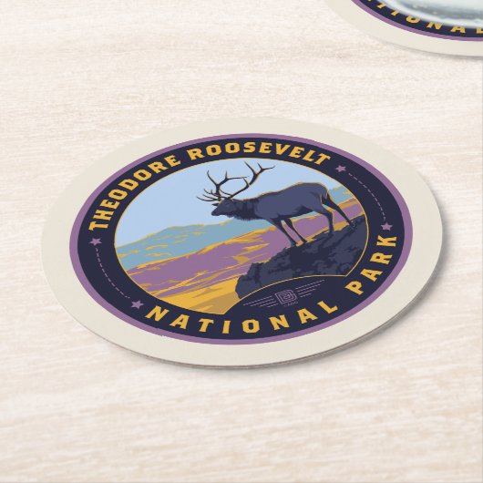 Nationaal park Theodore Roosevelt Ronde Kartonnen Onderzetter (Gebogen)