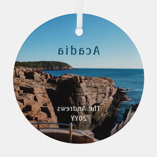 Nationaal park Thunder Hole Acadia Glas Ornament (Achterkant)