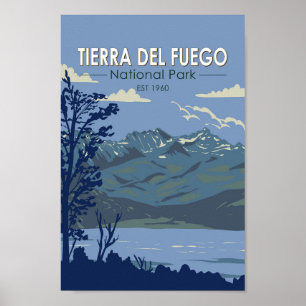 Nationaal park Tierra del Fuego Argentijnse Vintag Poster