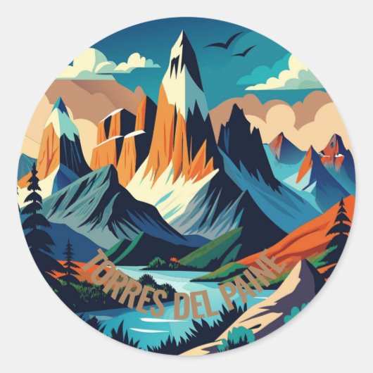 Nationaal park Torres del Paine Chili Ronde Sticker (Voorkant)