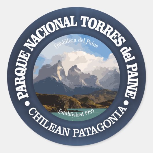 Nationaal park Torres del Paine Ronde Sticker (Voorkant)