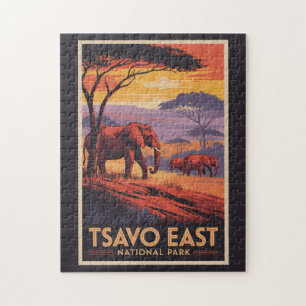 Nationaal park Tsavo East Kenia Illustratie Reis Legpuzzel
