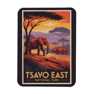 Nationaal park Tsavo East Kenia Illustratie Reis Magneet
