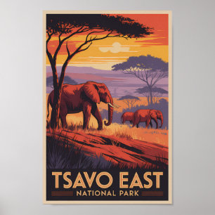 Nationaal park Tsavo East Kenia Illustratie Reis Poster