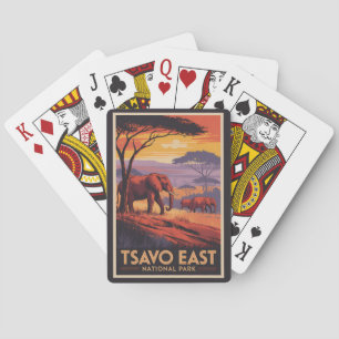 Nationaal park Tsavo East Kenia Illustratie Reizen Pokerkaarten