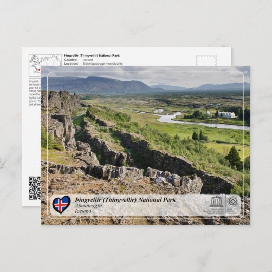 Nationaal park UNESCO - Þingvellir (Thingvellir) Briefkaart (Voorkant / Achterkant)