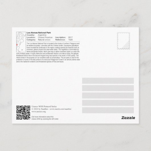 Nationaal park UNESCO - Los Alerces Briefkaart (Achterkant)