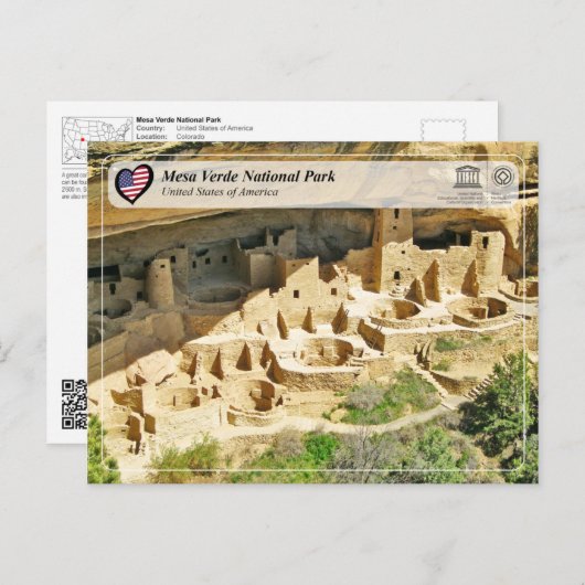 Nationaal park UNESCO WHS - Mesa Verde Briefkaart (Voorkant / Achterkant)