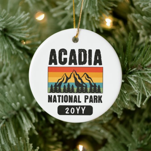 Nationaal park van Acadia,  van Maine Retro Keramisch Ornament (Boom)