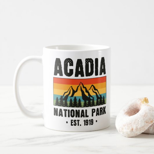 Nationaal park van Acadia,  van Maine Retro Koffiemok (Met donut)