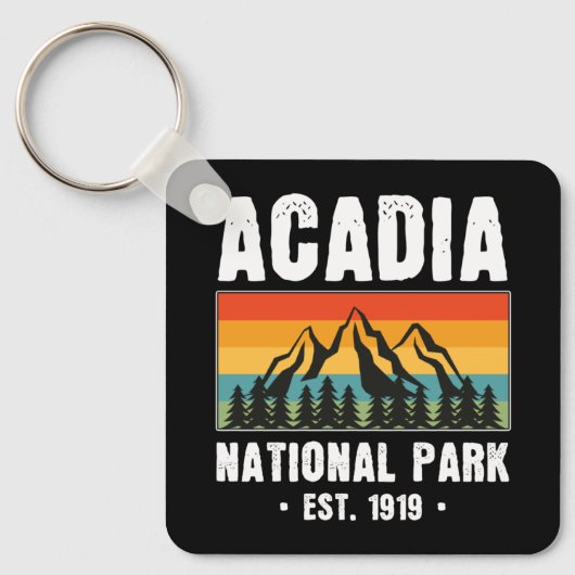 Nationaal park van Acadia,  van Maine Retro Sleutelhanger (Voorkant)