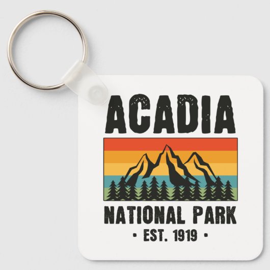 Nationaal park van Acadia,  van Maine Retro Sleutelhanger (Voorkant)