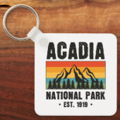 Nationaal park van Acadia,  van Maine Retro Sleutelhanger (Voorkant)