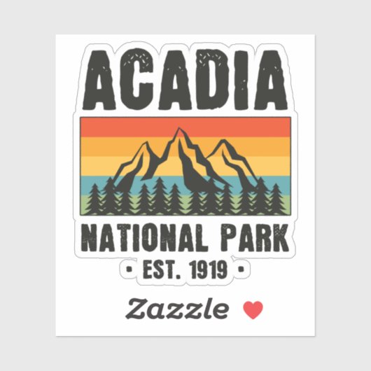 Nationaal park van Acadia,  van Maine Retro Sticker (Vel)