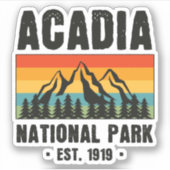 Nationaal park van Acadia,  van Maine Retro Sticker (Voorkant)