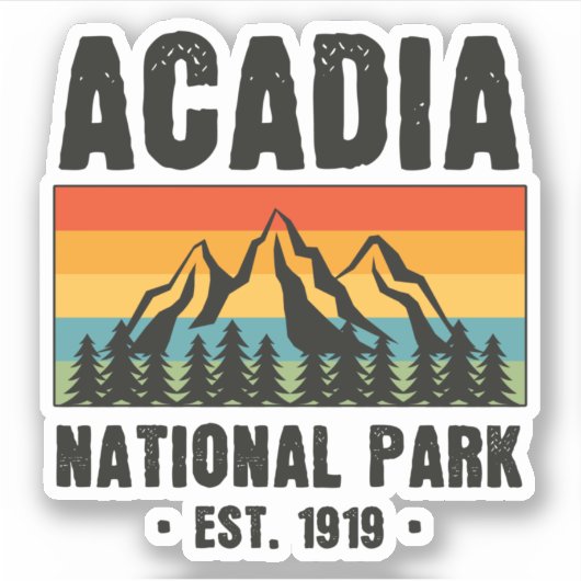 Nationaal park van Acadia,  van Maine Retro Sticker (Voorkant)