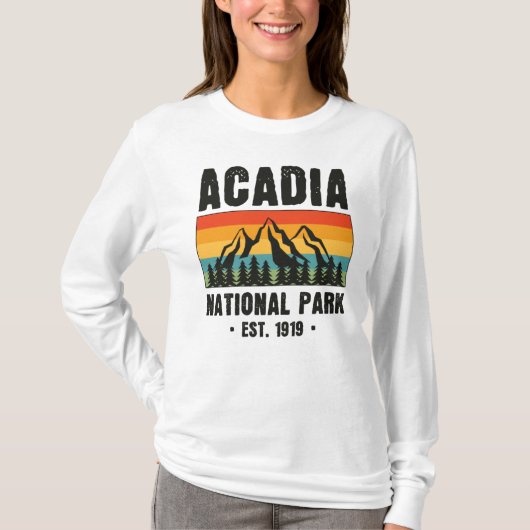 Nationaal park van Acadia,  van Maine Retro T-shirt (Voorkant)