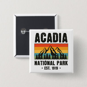 Nationaal park van Acadia,  van Maine Retro Vierkante Button 5,1 Cm