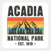 Nationaal park van Acadia,  van Maine Retro Vierkante Sticker (Voorkant)
