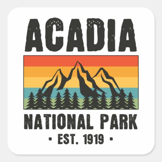 Nationaal park van Acadia,  van Maine Retro Vierkante Sticker (Voorkant)