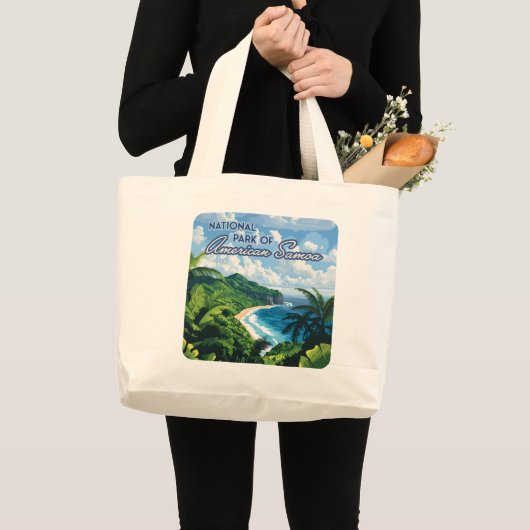 Nationaal park van Amerikaans Samoa Beach Regenwou Grote Tote Bag (Voorkant (product))