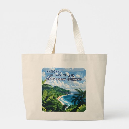 Nationaal park van Amerikaans Samoa Beach Regenwou Grote Tote Bag (Achterkant)
