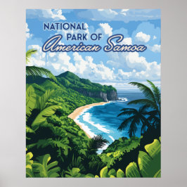 Nationaal park van Amerikaans Samoa Beach Regenwou Poster