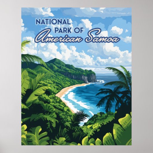 Nationaal park van Amerikaans Samoa Beach Regenwou Poster (Voorkant)