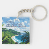 Nationaal park van Amerikaans Samoa Beach Regenwou Sleutelhanger (Achterkant)